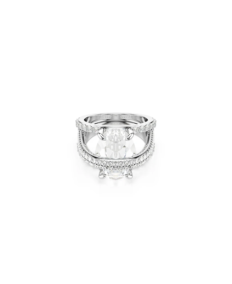 Swarovski Mixed Cuts Rhodium Plated Hyperbola Cocktail Ring