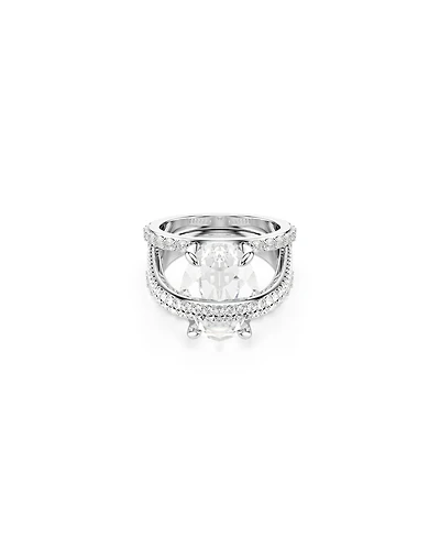 Swarovski Mixed Cuts Rhodium Plated Hyperbola Cocktail Ring