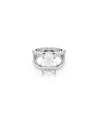 Swarovski Mixed Cuts Rhodium Plated Hyperbola Cocktail Ring