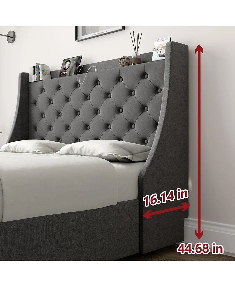 Queen Bed Frame with 4 Storage Drawers