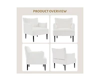 gaomon Modern Accent Chair, Corduroy Living Room Armchair for Bedroom, Modern Accent Armchair Comfy Reading Chair Single Sofa for Waiting Room, White