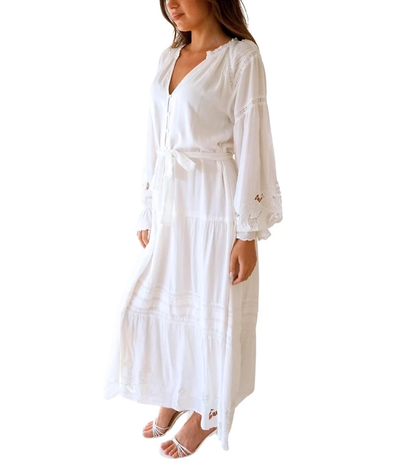 Paneros Clothing Women's Embroidered Lace Stevie Dress in White
