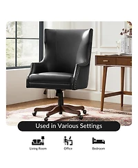 Hulala Home Desmond Transitional Office Chair with Wood Legs