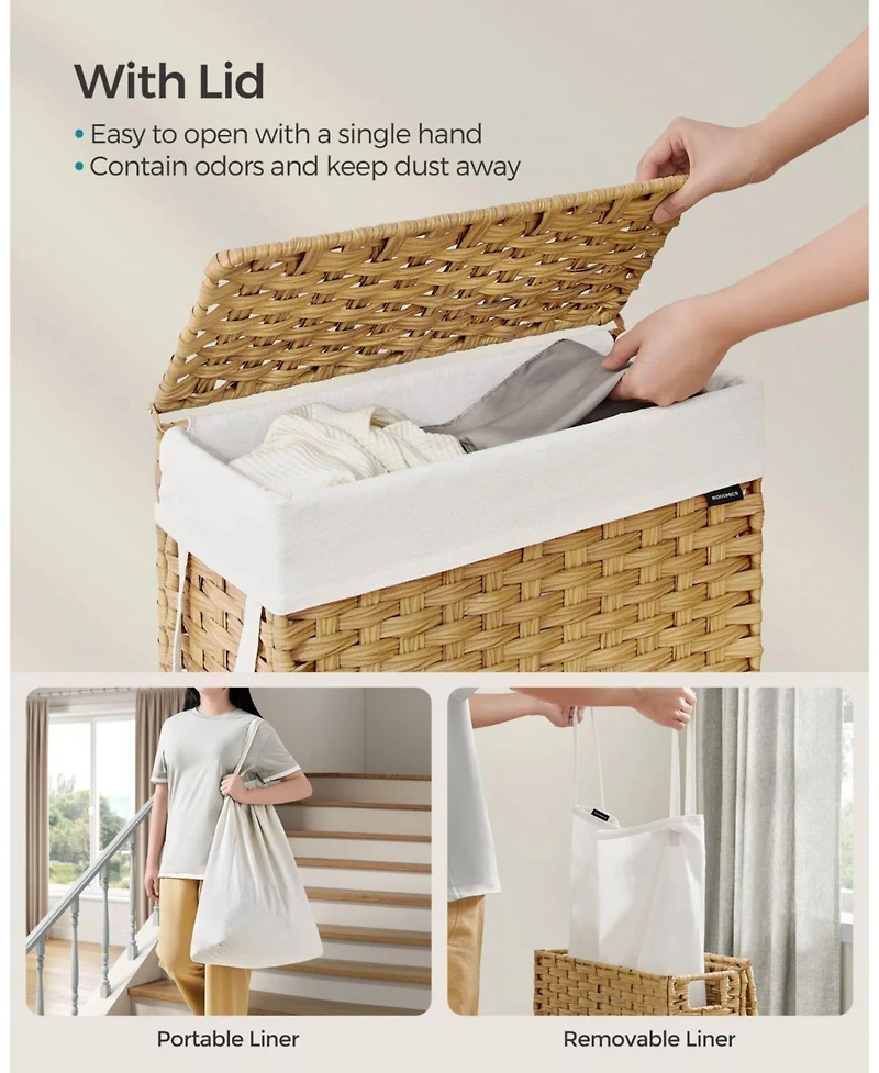 Slickblue Slim Laundry Hamper with Lid Compact and Stylish for Efficient Laundry Storage
