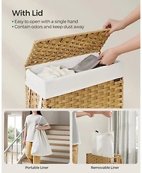 Slickblue Slim Laundry Hamper with Lid Compact and Stylish for Efficient Laundry Storage