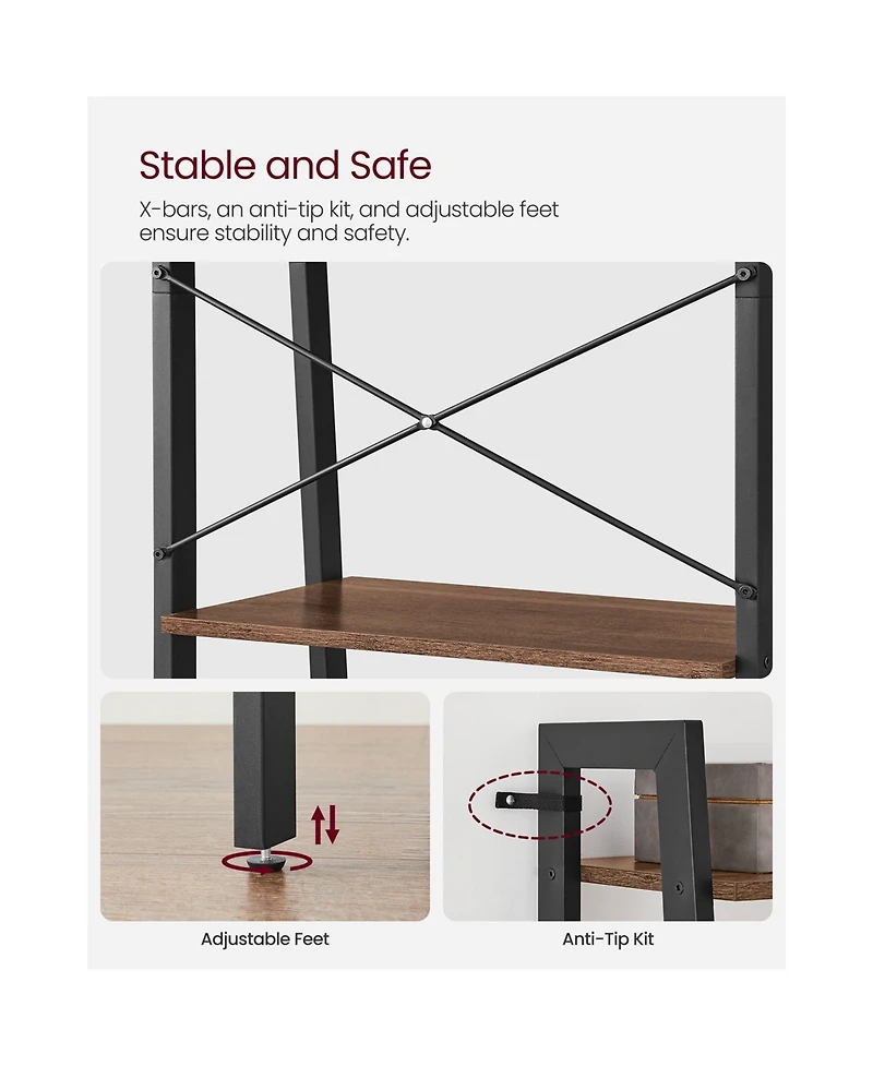 Slickblue 4-Tier Bookshelf Storage Rack, Shelves for Bathroom and Living Room Organization