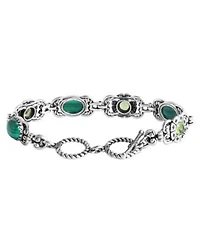 American West Jewelry Sterling Silver Malachite Peridot Concha Link Bracelet Size Small