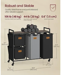 Slickblue 150L 4-Compartment Laundry Hamper, Rolling Laundry Sorter Cart with Shelves & Side Pockets