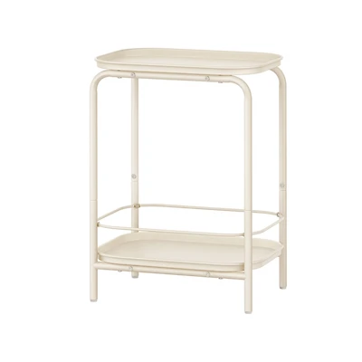 2-Tier Side Table – Outdoor Accent End Table, Metal Coffee with Tray Storage, Small Sofa Modern Nightstand for Living Room & Bedroom