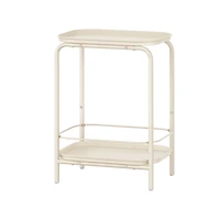 2-Tier Side Table – Outdoor Accent End Table, Metal Coffee with Tray Storage, Small Sofa Modern Nightstand for Living Room & Bedroom