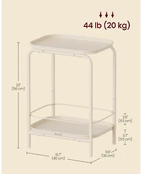 2-Tier Side Table – Outdoor Accent End Table, Metal Coffee with Tray Storage, Small Sofa Modern Nightstand for Living Room & Bedroom