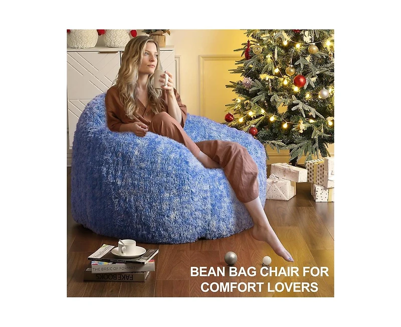 gaomon Bean Bag Chair, Faux Fur Kids Bean Bag Chair for Gaming Reading, Adult Bean Bag Couch with Armrest High-Density Foam Beanbag Chair Lazy Couch S