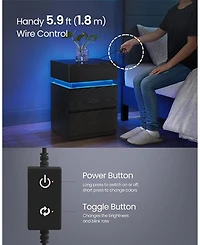 Slickblue Modern Nightstand with Led Lights Adjustable Colors, 3-Drawer Bedside Side Table