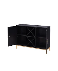 Kings Brand Furniture Wine Liquor Bar Buffet Sideboard, Cabinet with Wine Rack Storage for Kitchen, Dining Room, Black