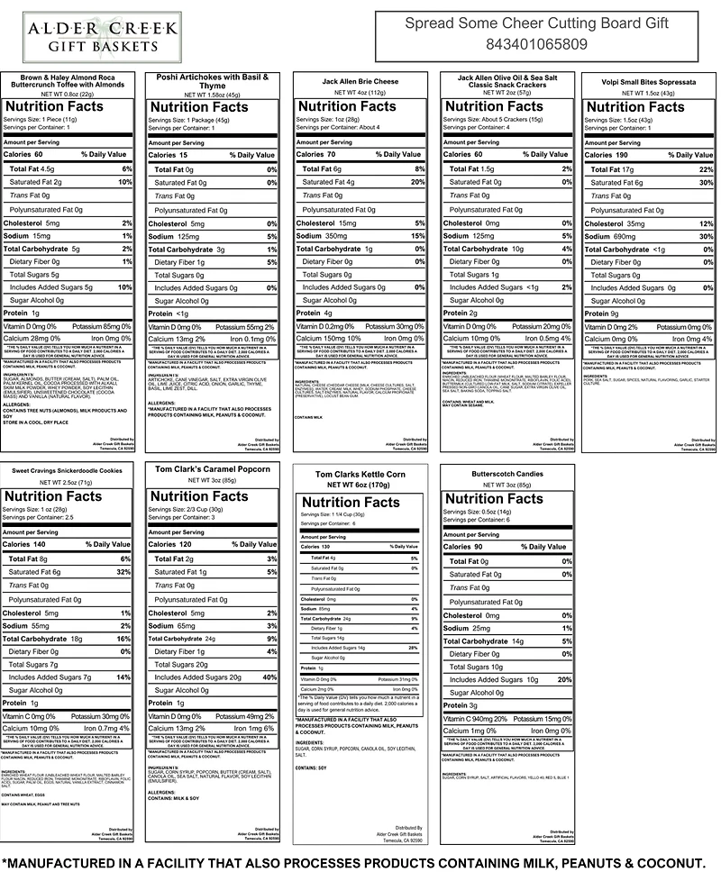 Alder Creek Gift Baskets Spread Some Cheer Cutting Board Gift, 14 Piece
