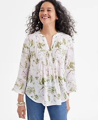 Style & Co Petite Pintuck Long-Sleeve Top, Exclusively at Macy's
