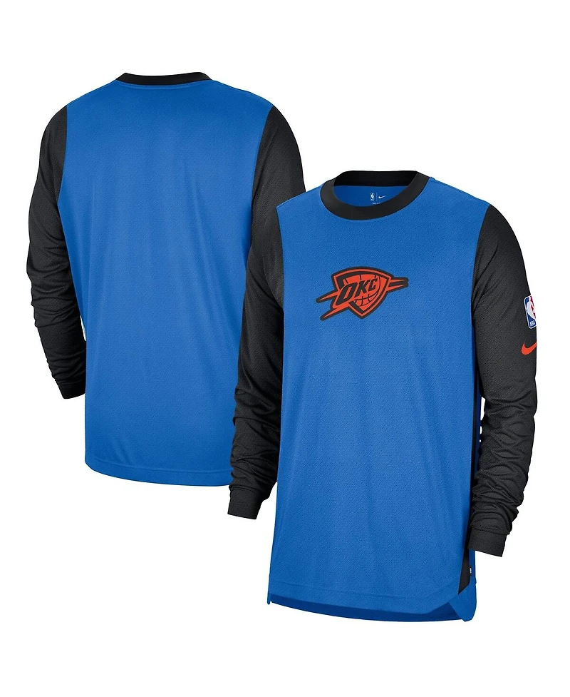 Nike Men's Blue/Black Oklahoma City Thunder 2024/25 City Edition Authentic Pregame Performance Long Sleeve Shooting T-Shirt