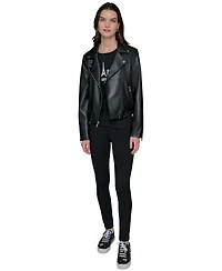 Karl Lagerfeld Paris Women's Faux-Leather Moto Jacket