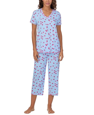 Cuddl Duds Women's 2-Pc. Cropped Short-Sleeve Pajama Set