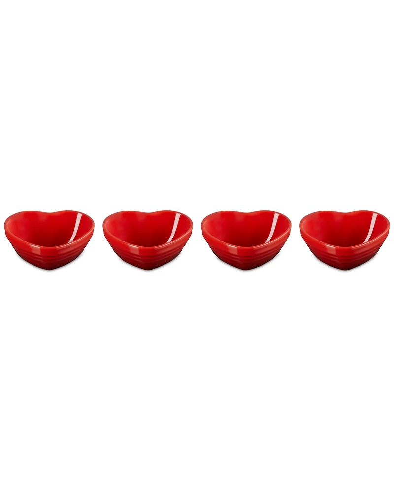Le Creuset Stoneware Heart Mini Bowls, Set of 4