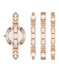 Anne Klein Women's Quartz Pink Enamel and Rose Gold-Tone Metal Alloy Bangle Watch Set, 32mm