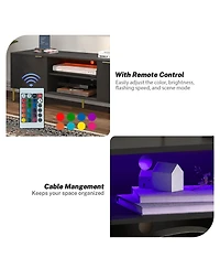 Unique Herringbone Design Multifunctional Tv Stand With Led Light