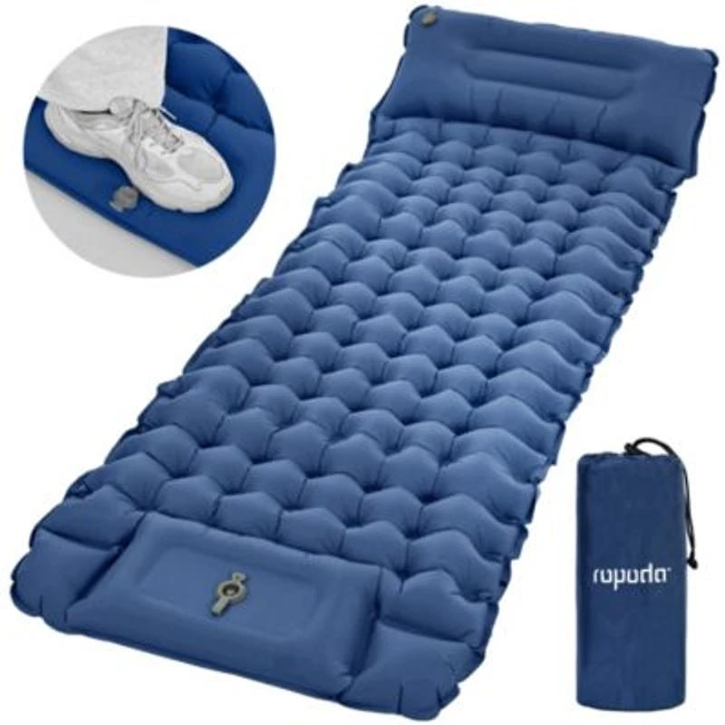Ropoda Extra Thick Inflatable Sleeping Pad With Pillow Camping Pad With Carrying Bag