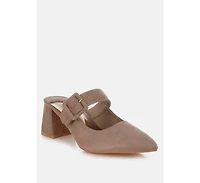 Amapola Buckle Strap Detail Microfiber Mules
