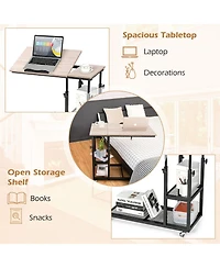 Gouun Adjustable C-Shaped Bedside Table with Wheels