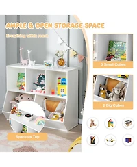 Gouun 5-Cube Wooden Kids Toy Storage Organizer with Anti-Tipping Kits