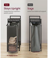 Slickblue Laundry Hamper with Top Shelf, Pull-Out Bags & Metal Frame, 2 Removable Oxford Fabric Baskets