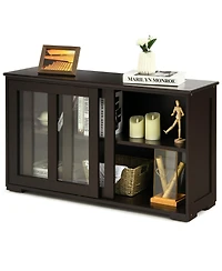 Gouun Sideboard Buffet Cupboard Storage Cabinet with Sliding Door