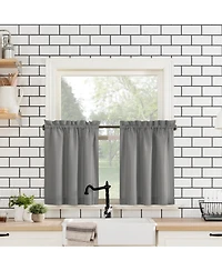 Martine Microfiber Semi-Sheer Rod Pocket Kitchen Curtain Valance Tiers Set