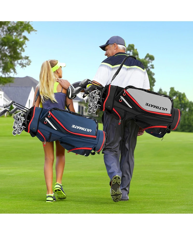 Gymax 9.5" Golf Cart Bag w/14 Divider Rain Hood Cooler Bag 8 Pockets