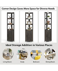 Gouun Tall Corner Storage Cabinet with 3-Tier Shelf and Enclosed Cabinet
