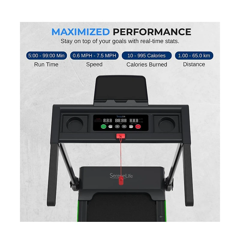 SereneLife 2.5 Hp Foldable Motorized Treadmill with Led Display