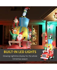 Outsunny 9ft Inflatable Santa Claus Drives a Car with Built-in Led for Garden