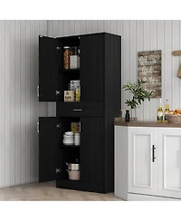 Homcom 71" Kitchen Pantry Cabinet with Drawer and Adjustable Shelf