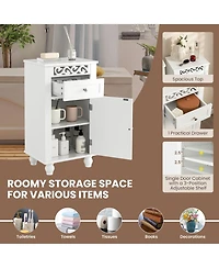 Bathroom Floor Cabinet Side Storage Organizer with 1 Drawer & Adjustable Shelf