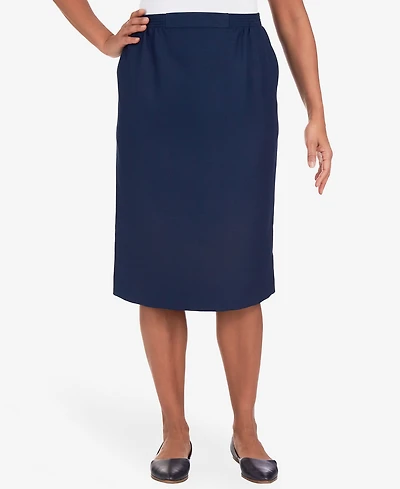 Alfred Dunner Women's Cinch Waist Midi Skirt with Slant Pockets