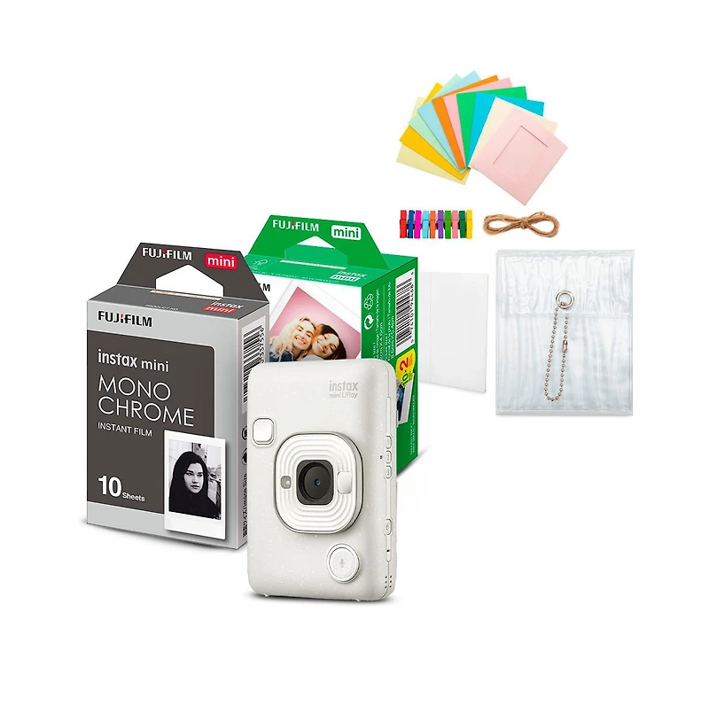 Fujifilm Instax Mini Liplay C White Vn Ex D Us + Color/B+W Film and Accessories Kit