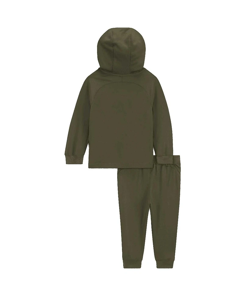 Jordan Baby Boys and Girls Olive Paris Saint-Germain 2023/24 Fourth Strike Raglan Tracksuit Set