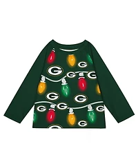 Outerstuff Preschool Green Bay Packers Two-Piece Garland Holiday Long Sleeve Pajama Set