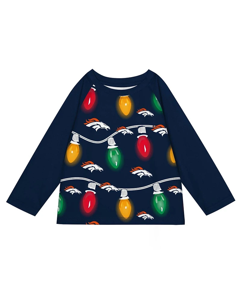 Outerstuff Toddler Denver Broncos Two-Piece Garland Holiday Long Sleeve Pajama Set