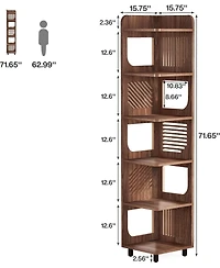 Tribesigns 6-Tier Corner Shelf Stand, 71-Inch Rustic Tall Corner Bookshelf, Narrow Corner Bookcase, Corner Plant Stand Display Shelf Organizer