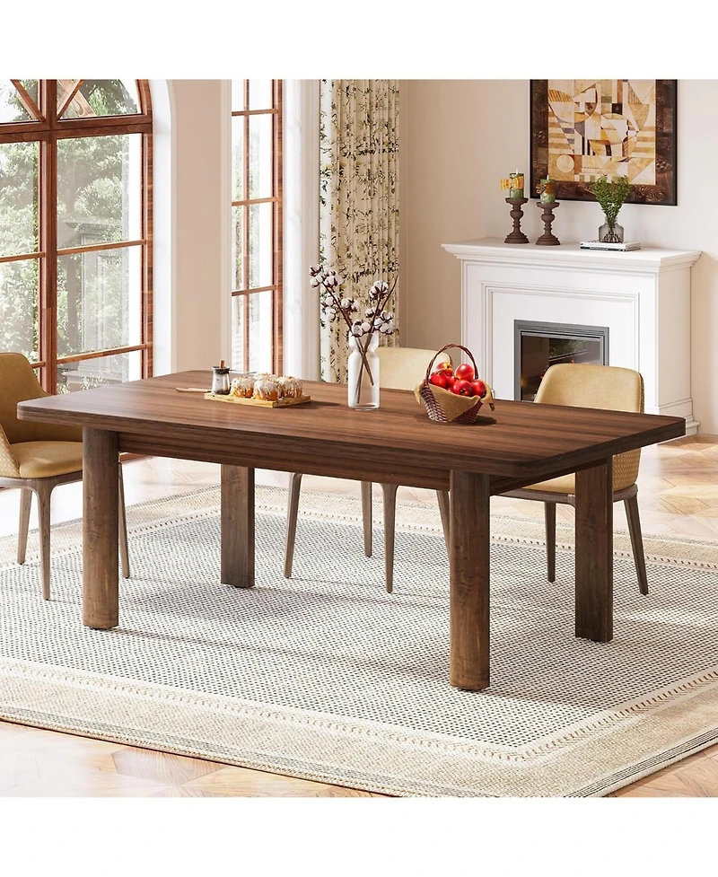Tribesigns Wood Dining Table for 4-6 People, 63-Inch Farmhouse Kitchen Table with Solid Wood Legs, Rectangular Dinner Table