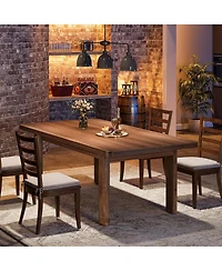Tribesigns Wood Dining Table for 4-6 People, 63-Inch Farmhouse Kitchen Table with Solid Wood Legs, Rectangular Dinner Table