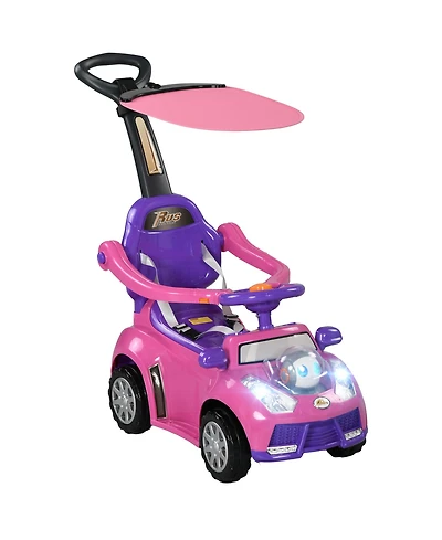 Qaba 3 in 1 Push Car, Sliding Car with Removable Handle, Music, Horn,