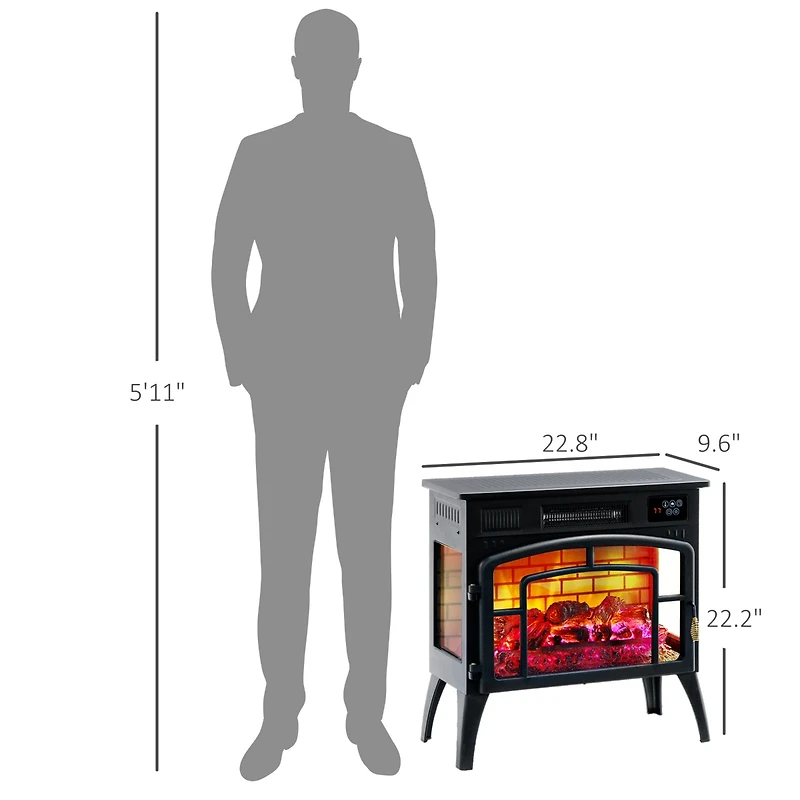 Homcom Infra Electric Fireplace Heater for Indoor, 1500W,