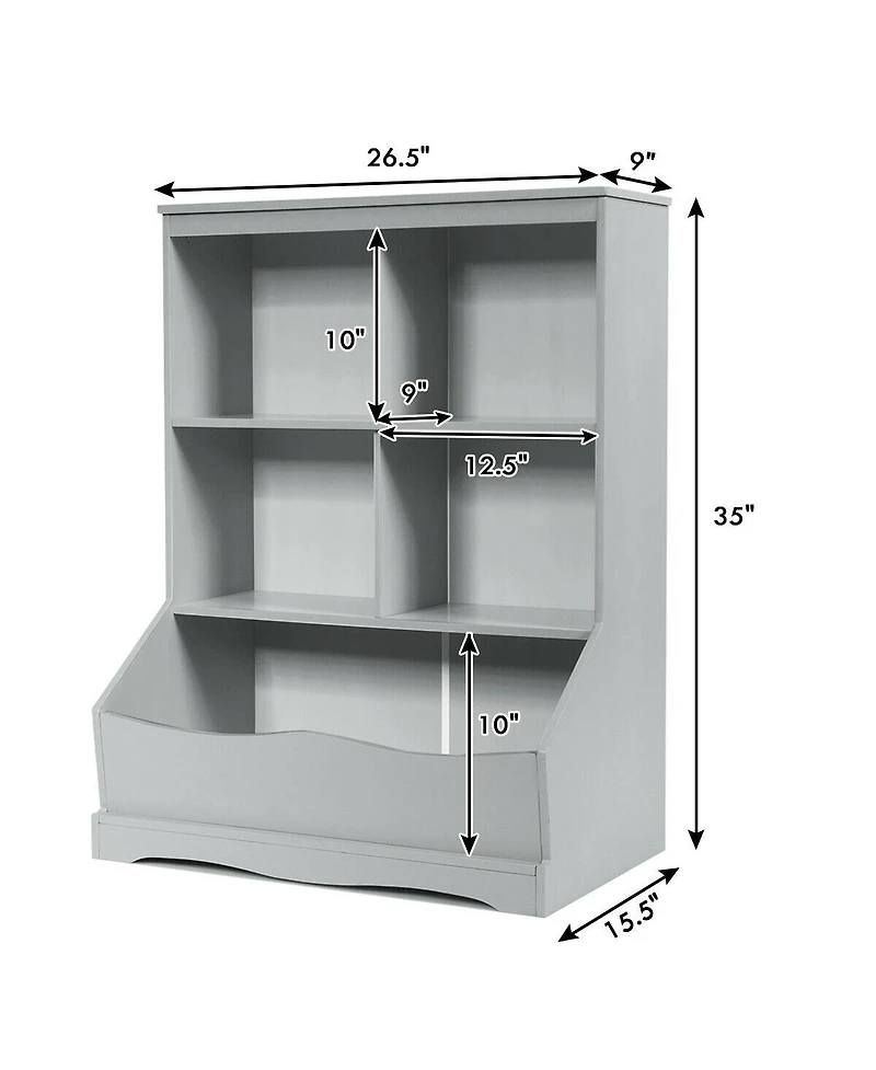 Gouun 3-Tier Children's Multi-Functional Bookcase Toy Storage Bin Floor Cabinet